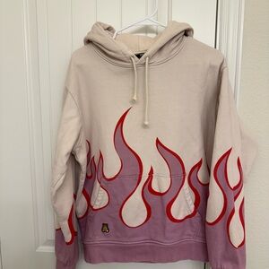 Teddy Fresh Cream flame Hoodie sz S